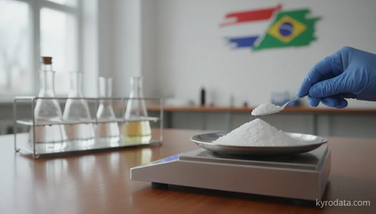 Ilustração editorial sobre exportação brasileira de Sulfatos; alúmenes; peroxosulfatos (persulfatos) com Países Baixos (Holanda)